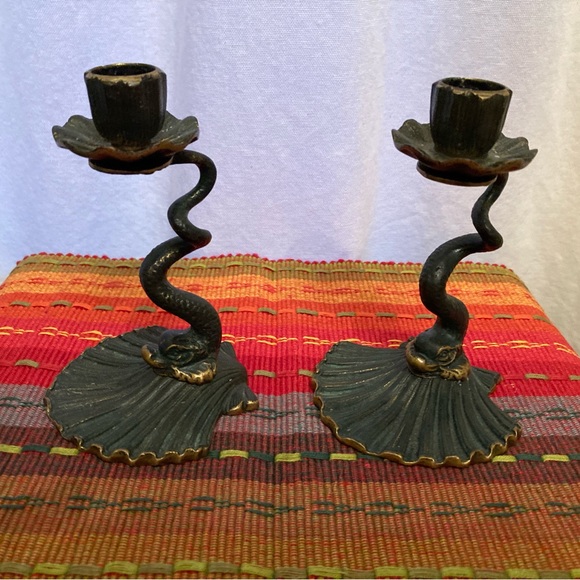 🍁VTG Made in Spain Art Deco Candle Holders - Picture 6 of 6